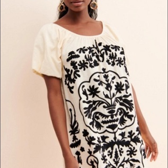 Free People Dresses & Skirts - Free People Women’s Fiona Embroidered Mini Dress Ivory Combo Boho Size Small